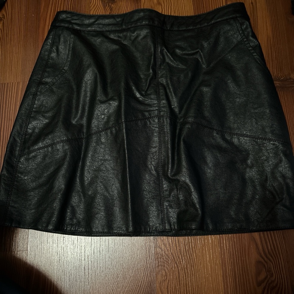 Lulu's Black A-Line Leather Skirt